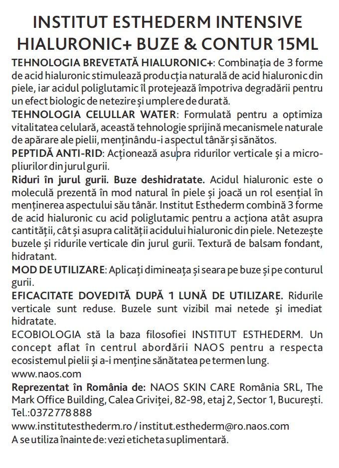 Intensive Hyaluronic+ Buze & Contur 15 ML